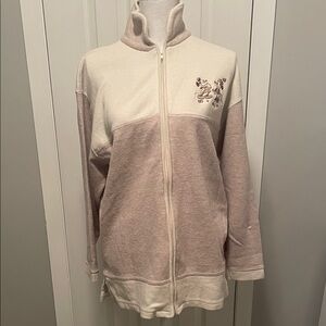 Beige and Cream Zip-Up Jacket By Disney. Size Women’s Large. NWOT. CUTE